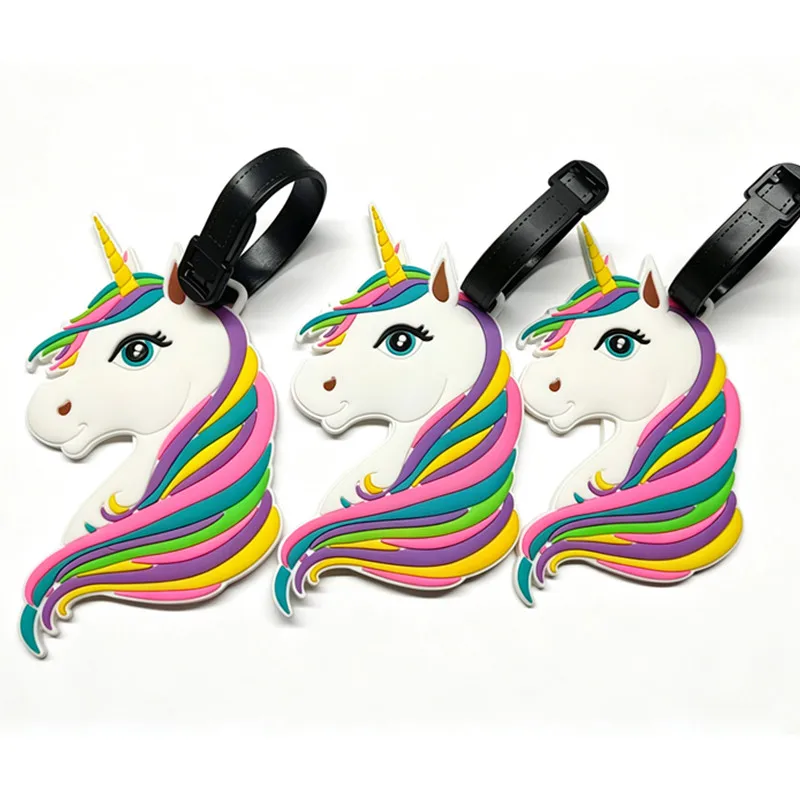 Creative Cartoon Luggage Tag New Travel Gadgets PVC Unicorn Panda Ice Cream Shape Baggage Label Easy Identify Suitcases Tags