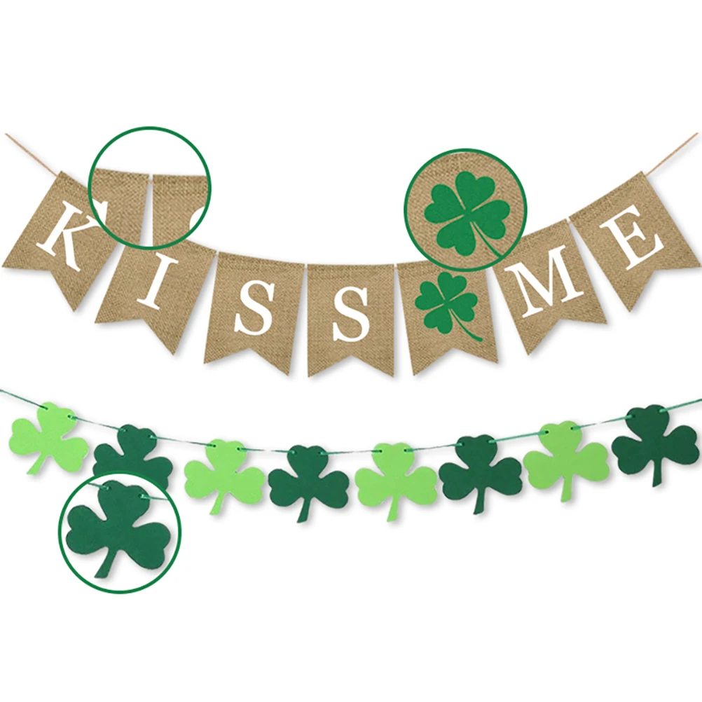 

Patrick Day Decor Shamrock Bunting Flag Garland Outdoor Party Supplies Festive Touch Parade Decoration