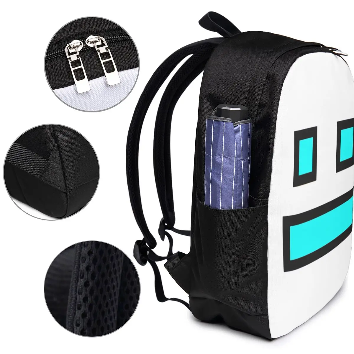 Video Game Geometry Dash Backpack Travel Notebook Bag Computer College Student School Bag Laptop Shoulder Bags for Men Women view 3