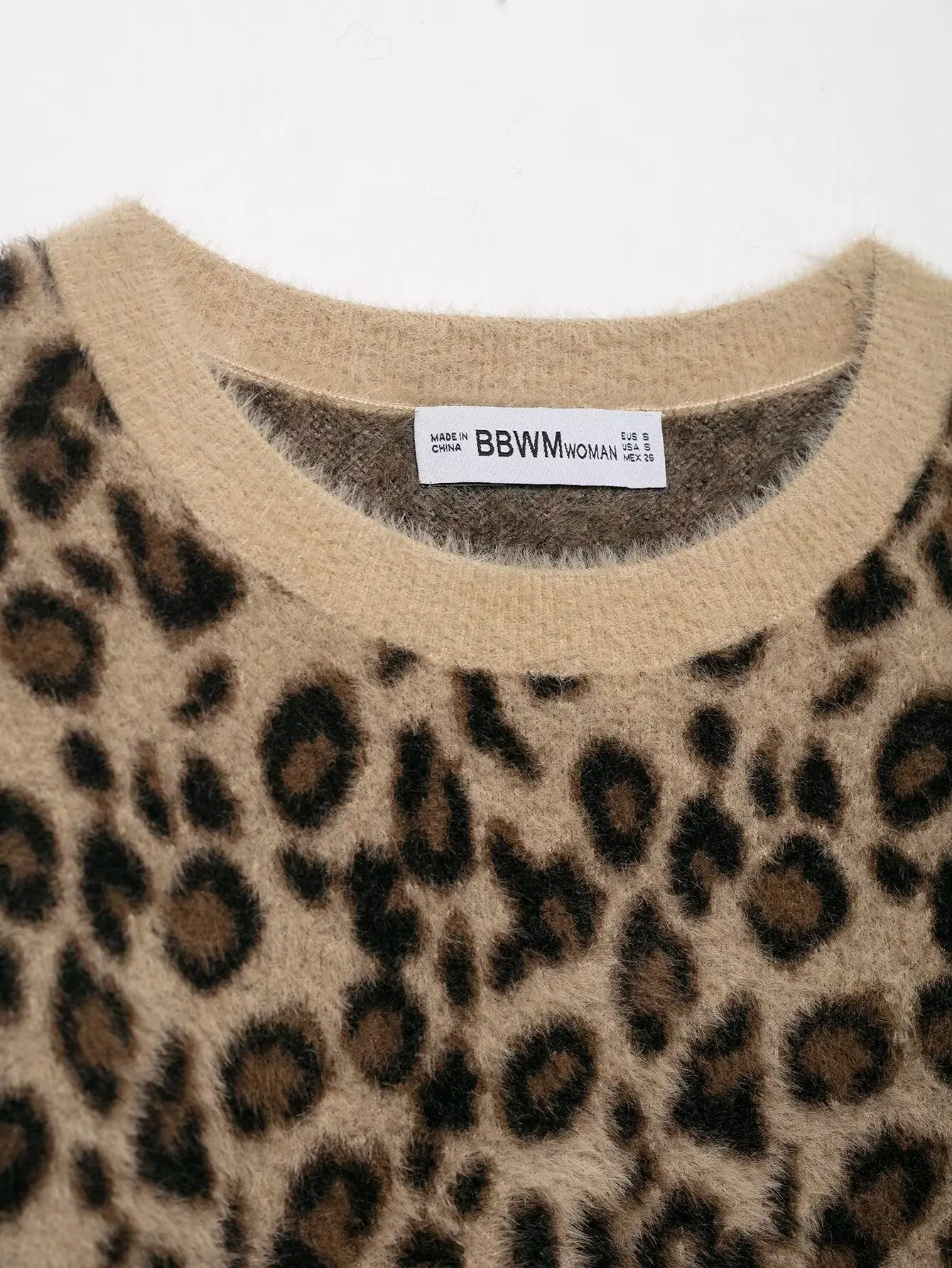 Femmes léopard col rond mode tricot pull automne hiver femme décontracté court pull pull dame trajet à manches longues hauts