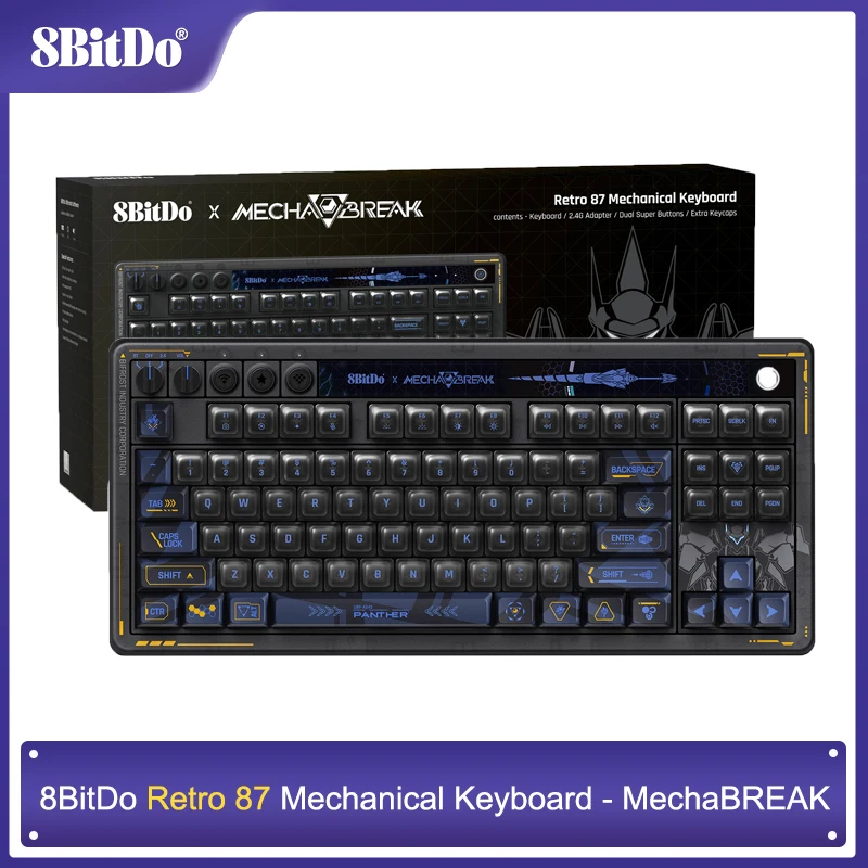 Механическая клавиатура 8BitDo Retro 87, игровая клавиатура MechaBREAK, Bluetooth/2,4G/USB-C с возможностью горячей замены для Windows Android