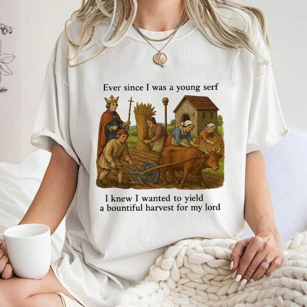 Camiseta Medieval Serf Meme, camiseta Unisex de tendencia, camisa única, regalo, sudadera campesina histórica divertida, ropa gótica