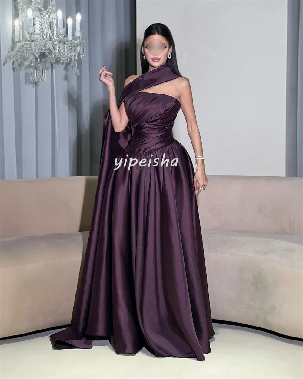 Customized Simple Intricate Pleat Draped A-line Strapless Long Dresses Bespoke Occasion Dresses Exquisite Elegant High Quality
