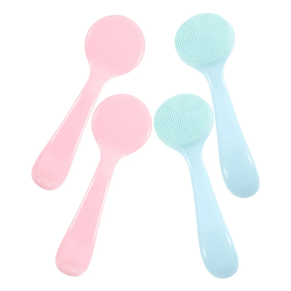 แปรงทำความสะอาดผิวหน้าซิลิโคน 4 ชิ้น แปรงขัดผิวหน้าแบบนุ่ม ขจัดสิ่งสกปรก ทำความสะอาดรูขุมขนอย่างล้ำลึก