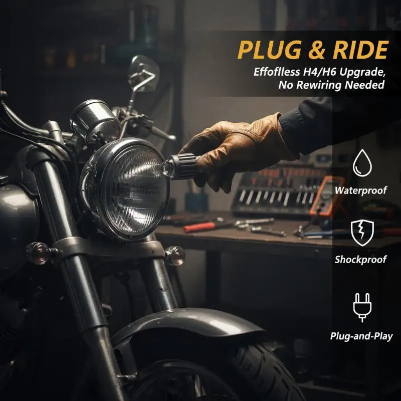 1Pcs Universal Motorcycle H4/BA20D Headlight Hard Light Led Light Motorbike Lamp Ultra-Long Illumination Distance