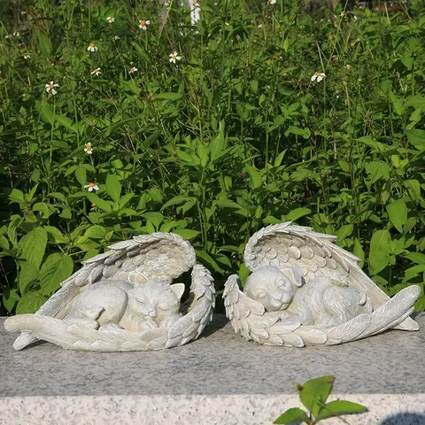 1pcs Angel Wing Pet Memorial Statue Resin Dog Cat Figurine Outdoor Garden Decor Home Ornament