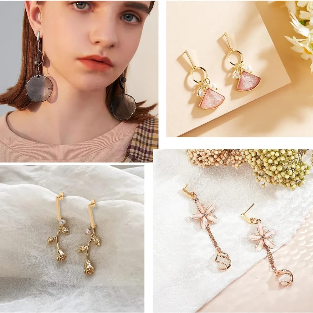 20Pcs/Lot Stainless Steel  L Shape Earring Hooks Pins Base Ear Wires Connector For DIY Jewelry Making Findings Accessories