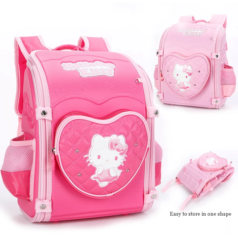 Miniso Hello Kitty Children Cartoon Backpack Primary Student Schoolbag Cute Girls Relieve Burden School Bag Grades 1-3 Kids Gift