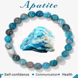 Original Reiki Blue Apatite Beads Bracelets Men Women Natural Stone Blood Circulation Stimulate Enthusiasm Health Care Jewelry