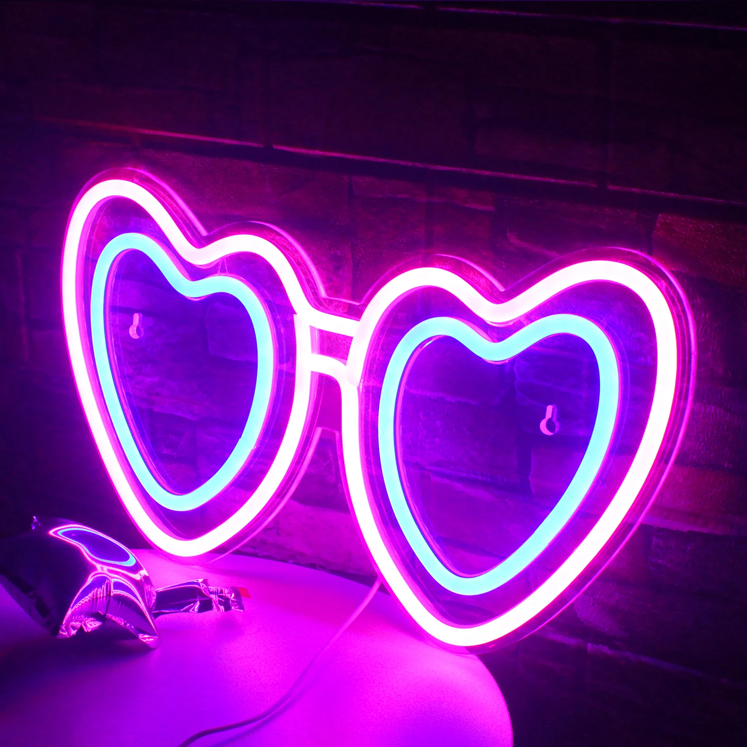 Neon Sign LED Cartoon Sunglasses Wall Hanging Neon Light Bar Club Drink Restaurant Shop Party Aesthetic Room Decor LED Light