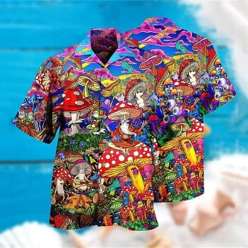 2024 Summer Loose Breathable 3d Print Trendy Cool Fashion Hawaiian Shirts Beach Party Tops Short Sleeves Summer Men's Shirts 6XL