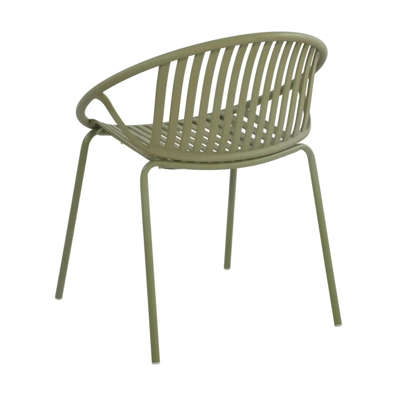 

Comfortable Patio Seating Green Plastic Dining Chairs Set Stackable Metal Legs Cutout Breathable Back for Outdoor Use