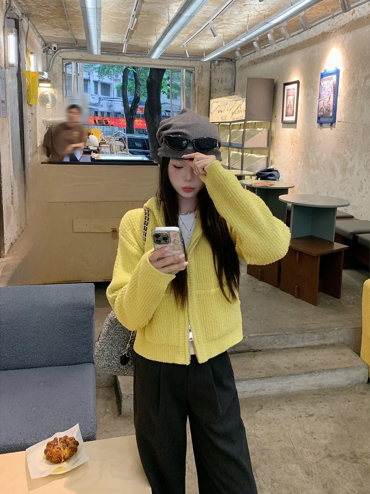 

Loose Fit Long Sve Women's Hoodie Casual Sle Polyester Fiber Thiened Autumn Winter Color T-irt for Young Women