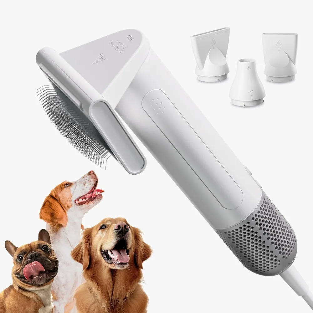 2-in-1 Grooming kit for pet dog hair dryer and professional grooming brush, handheld portable High speed force blower