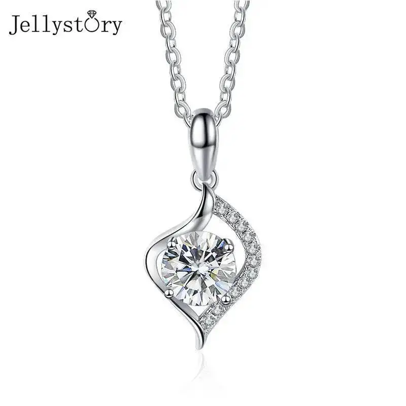 

JellyStory 1CT 6,5 мм ожерелье из муассанита с сертификатом GRA женский кулон в форме капли воды Роскошные ювелирные изделия подарок на годовщину