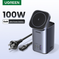 UGREEN GaN 100W Desktop Charger MFi Magnetic Wireless Charger for iPhone 16 15 14 Fast Charger Power Station for Laptop Notebook