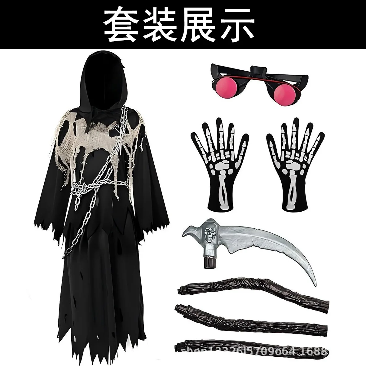 فستان الهالوين للحفلات باللونين البني والأسود، عرض ساخن، أزياء شبح الهالوين للأولاد 2025 بدلة كرنفال جديدة