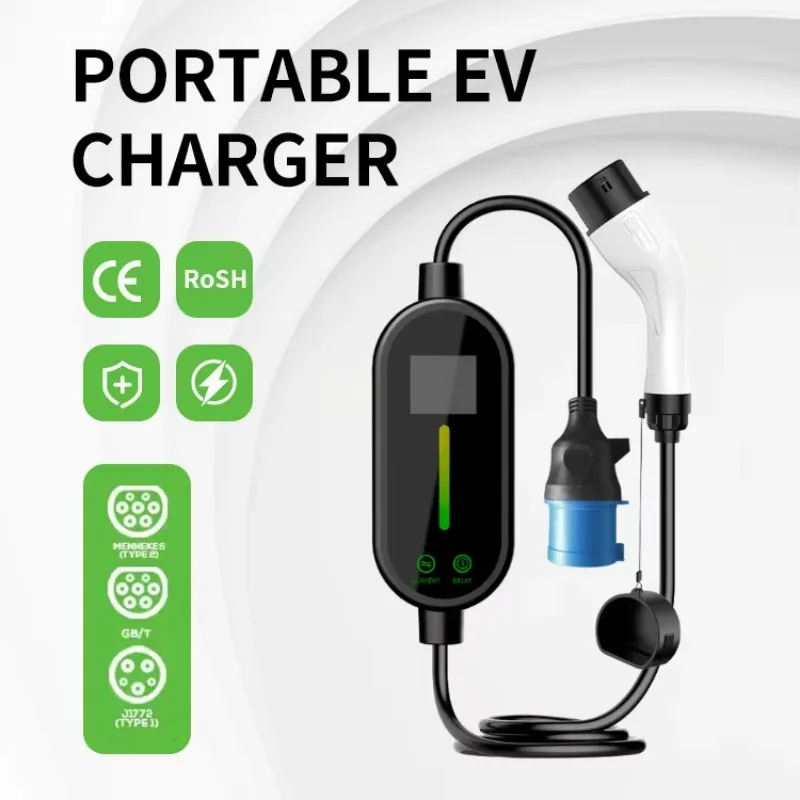 Mobile Level 2 AC EV Portable Charger New Condition 7KW 16A LCD Screen Car Charging Unit IP65 Protection /WiFi