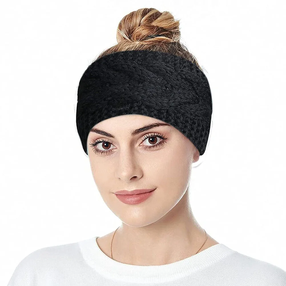 

3pcs Knitted Warm Wide-Edged Hair Band Female Ear Protection Headgear Wool Woven Headband For Face Washing Makeup Sports Winter