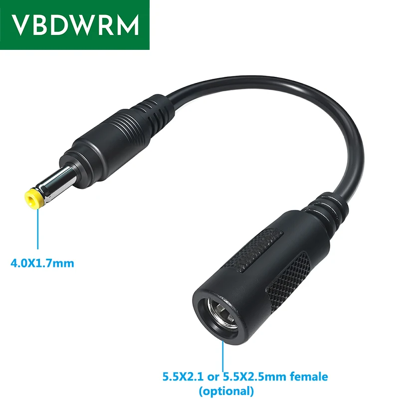 Adaptador de enchufe CC, convertidor de tamaño de enchufe CC, conector de alimentación CC de 5.5x2.1mm a 4.0x1.7mm, enchufe CC hembra de 5.5x2.5mm a enchufe de 4.0x1.7mm