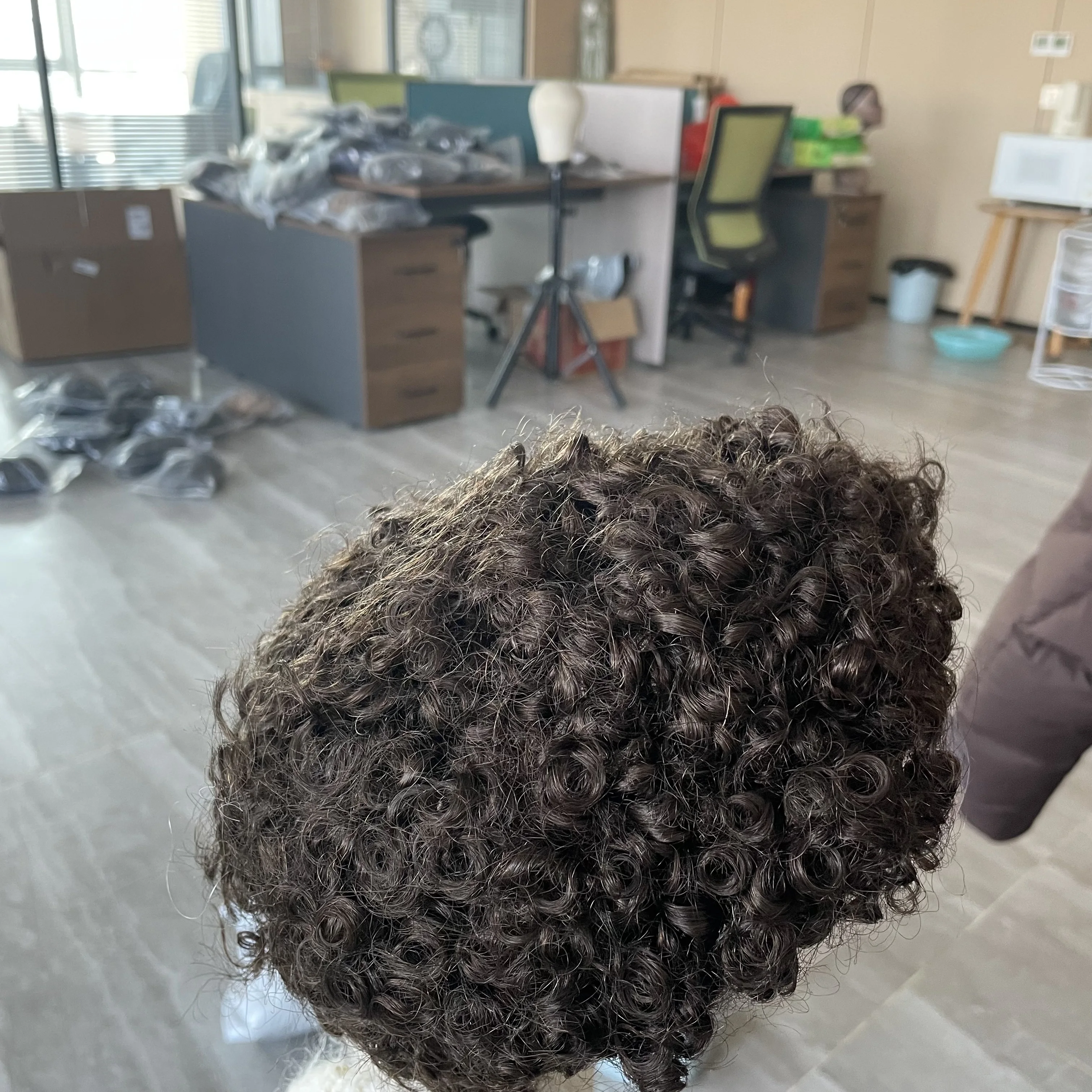 18 مللي متر 15 مللي متر الأفرو رجل غريب مجعد الشعر المستعار أسود براون غرامة أحادية الدانتيل NPU هيربيسي خصلات الشعر المستعار الإنسان نسج الشعر المستعار 20 مللي متر مجعد الاصطناعية