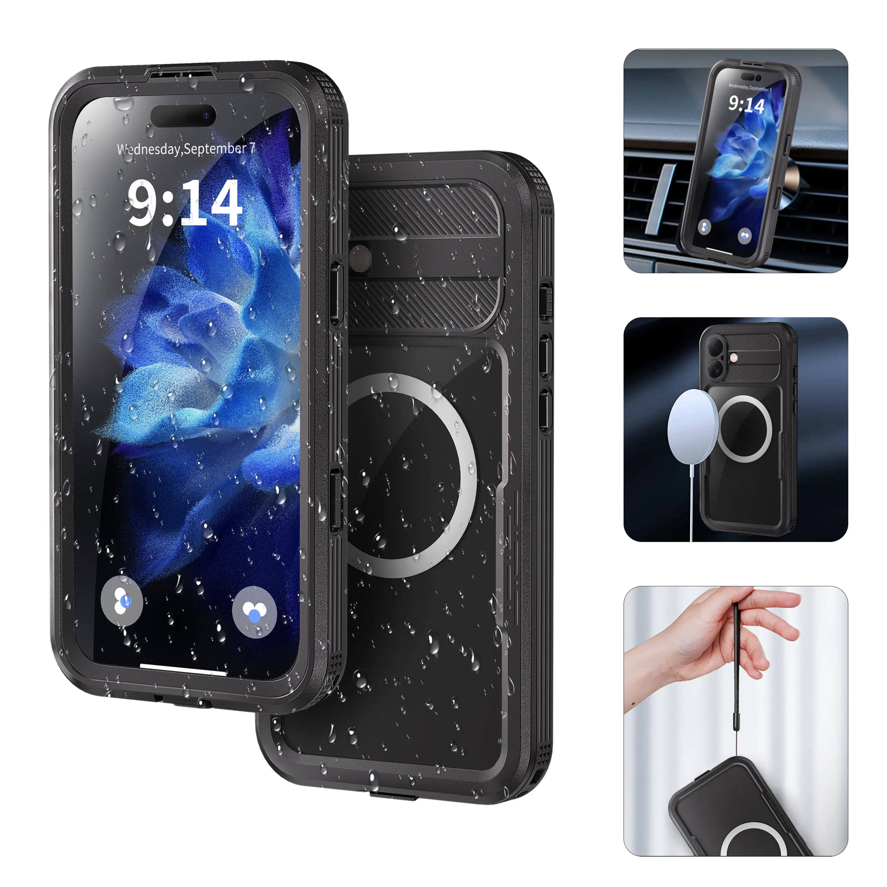 

2 Meters Underwater Photograph Swimming Waterproof Case for iPhone 16 Pro Max Wireless Charging Strong Magnetic Cover 16 Plus