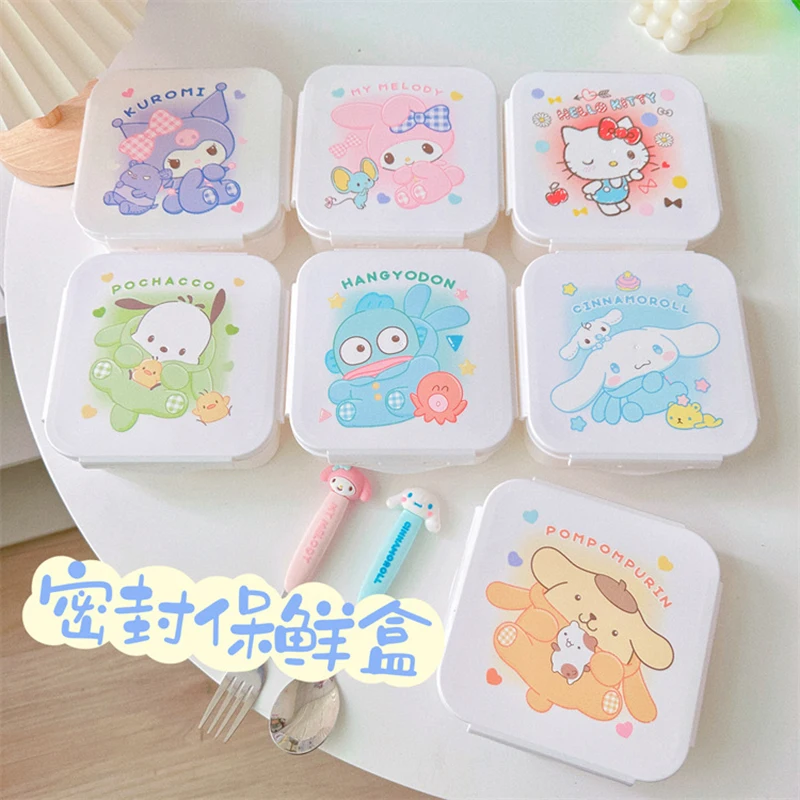 

New Cute girl heart square Kulomi preservation box sealed box lunch box Kawaii Anime salad fruit lunch box plastic lunch box