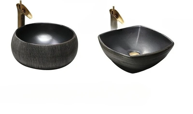 

Винтажная черная керамика, раковина для ванной комнаты, приспособление для ванной комнаты, уличная раковина на столешнице, творческая личность, художественная раковина для салона красоты