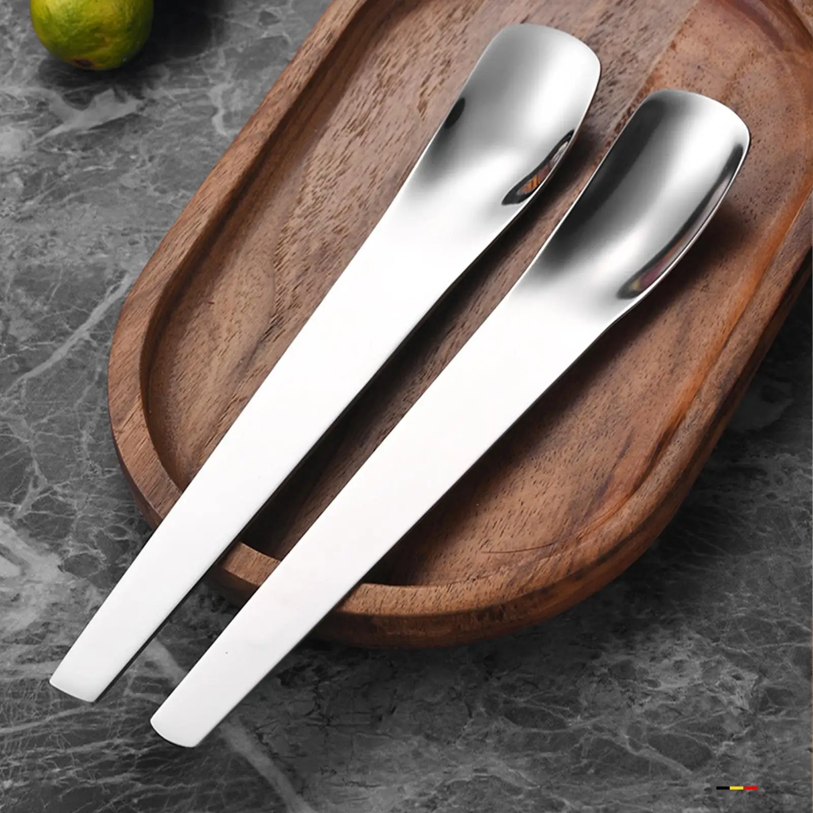 Tea Spoon Stainless Steel Long Handle Serving Yogurt Scoop Ice Cream Spoons Flat Edge for Sorbet Parfaits Cake Pudding Thick Nut