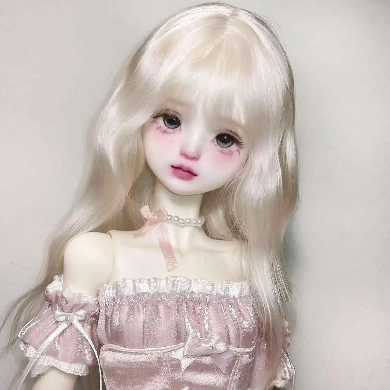 High Temperature Silk Bjd Doll Wig 1/3 1/4 1/6 Cute Curly Hair Light Gold Water Ripple Decoration Doll Wig Accessories No Doll