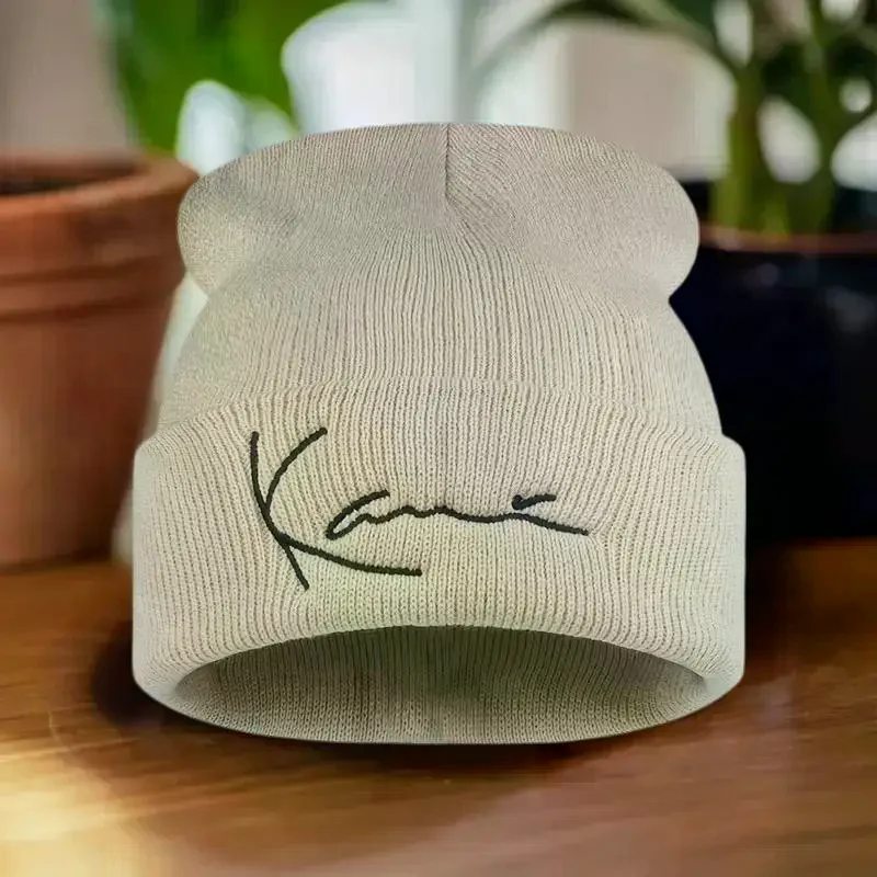 قبعة كارل كاني الرجعية المطرزة محبوك للرجال والنساء الشتاء الدفء مقنعين محبوك قبعة #4