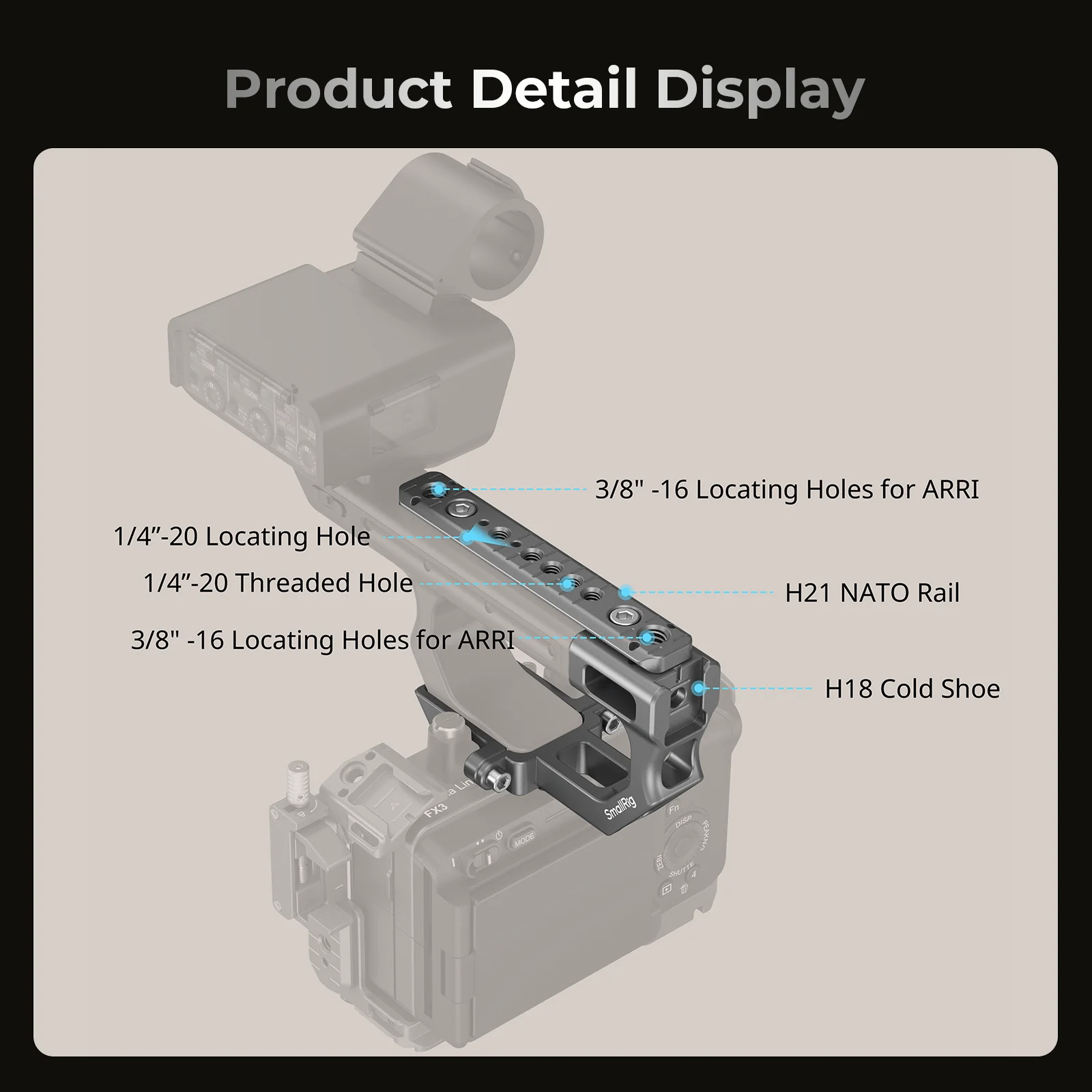 SmallRig FX30 Extension Mount Plate Kit for Sony FX3 / FX30 XLR Handle, with HawkLock Quick Release mounting points -4830