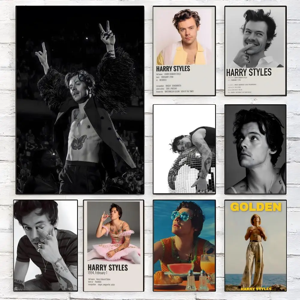 Póster de H-Harry Styles, pegatinas de póster impermeables de alta definición, adecuadas para dormitorio, sala de estar, decoración del hogar