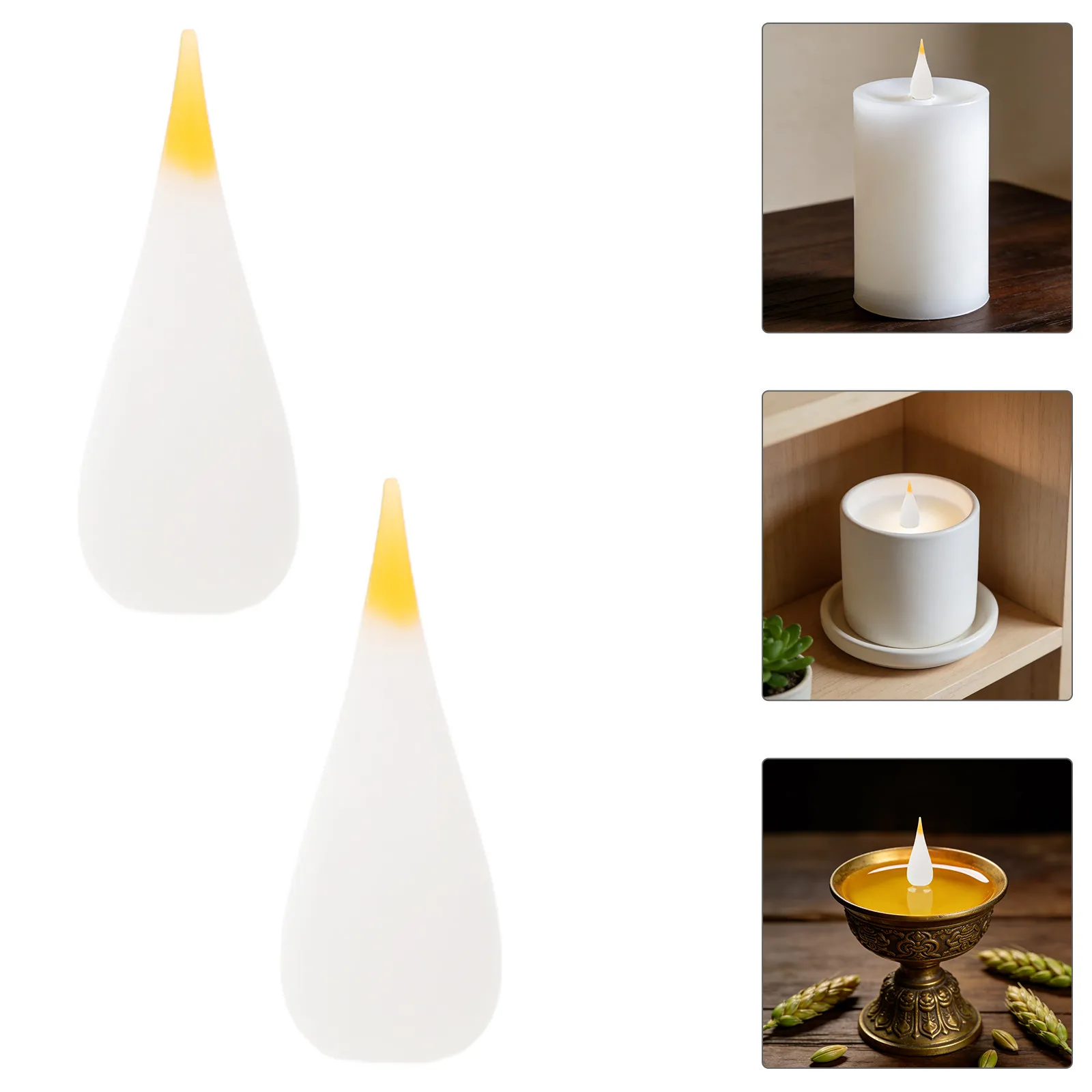 10pcs Led Candle Lamp Silicone Flame Tip Replacement Realistic Effect Flame Bulb Attachment Flameless Candle Light Head ForParty