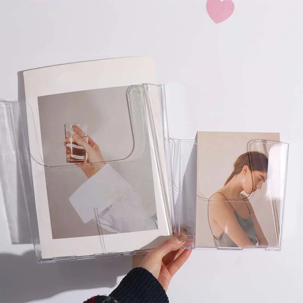 A4/A5 Wall-Mounted File Organizer Transparent Single Layer Acrylic Storage Rack Plastic Shelf Document Folder Holder