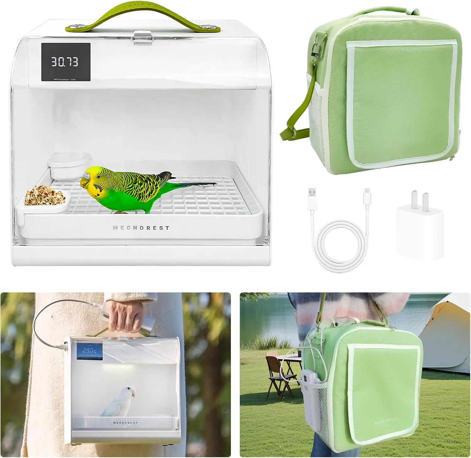 Bird Carrier Backpack Travel Cage Portable Pet Bird Brooder With Temperature Control Design Portable Birdcage for Small Birds