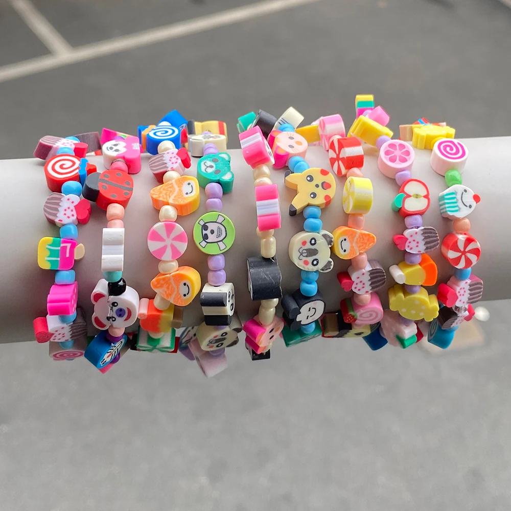 Yupsk لطيف الكرتون الحيوان الحلوى نمط اليدوية حبة سوار للنساء الفتيات الملونة مكدسة سوار المجوهرات هدية بالجملة #4