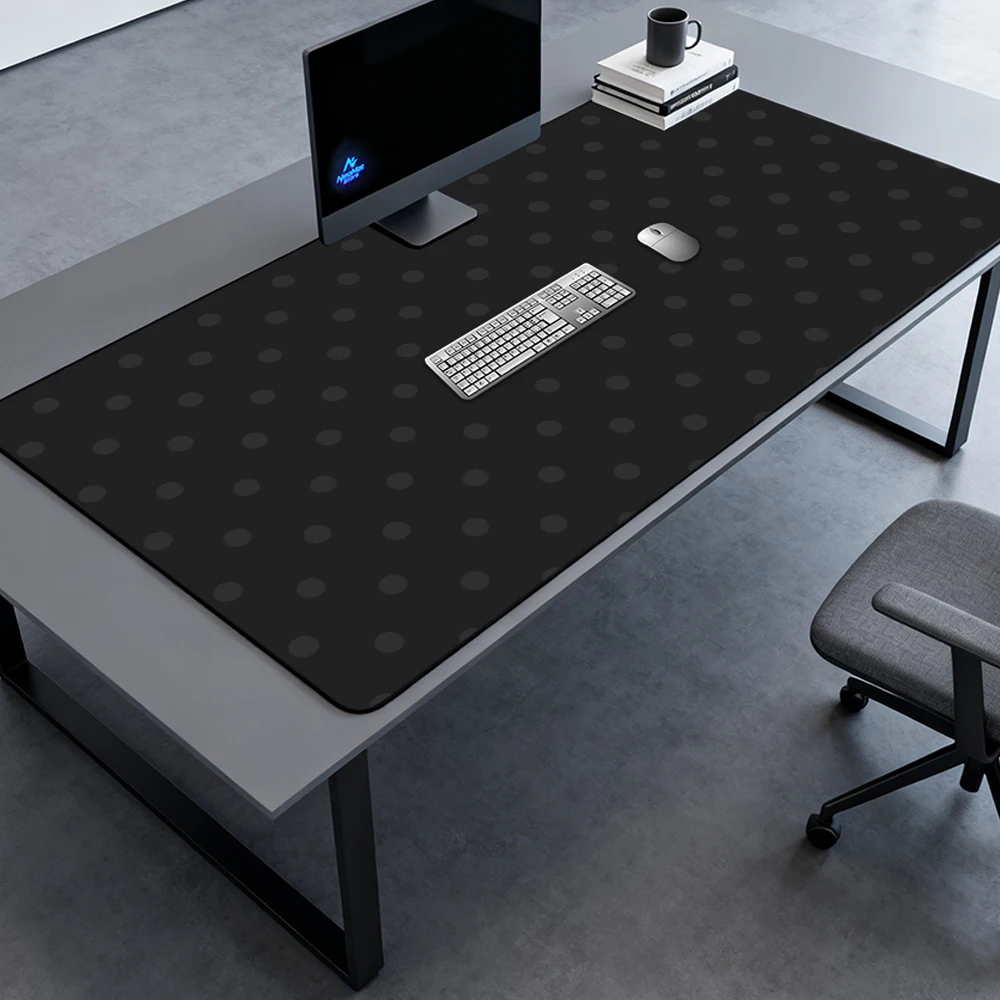Polka Desk Pad Dot Full Table Mat Black 160x60 Gaming Minimalist Nonslip Smooth Mousepad Accessories Laptop Deskmat