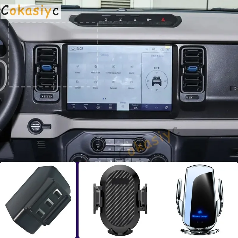 Suporte de telefone para carro, para ford bronco 2021 2022 2023, suporte para celular, carregamento sem fio, base fixa especial, acessórios