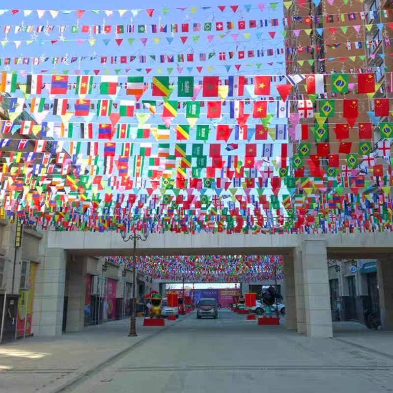 Drapeaux à cordes du monde pour événements de football, décoration de fête de bar, 1 ensemble de 24 drapeaux