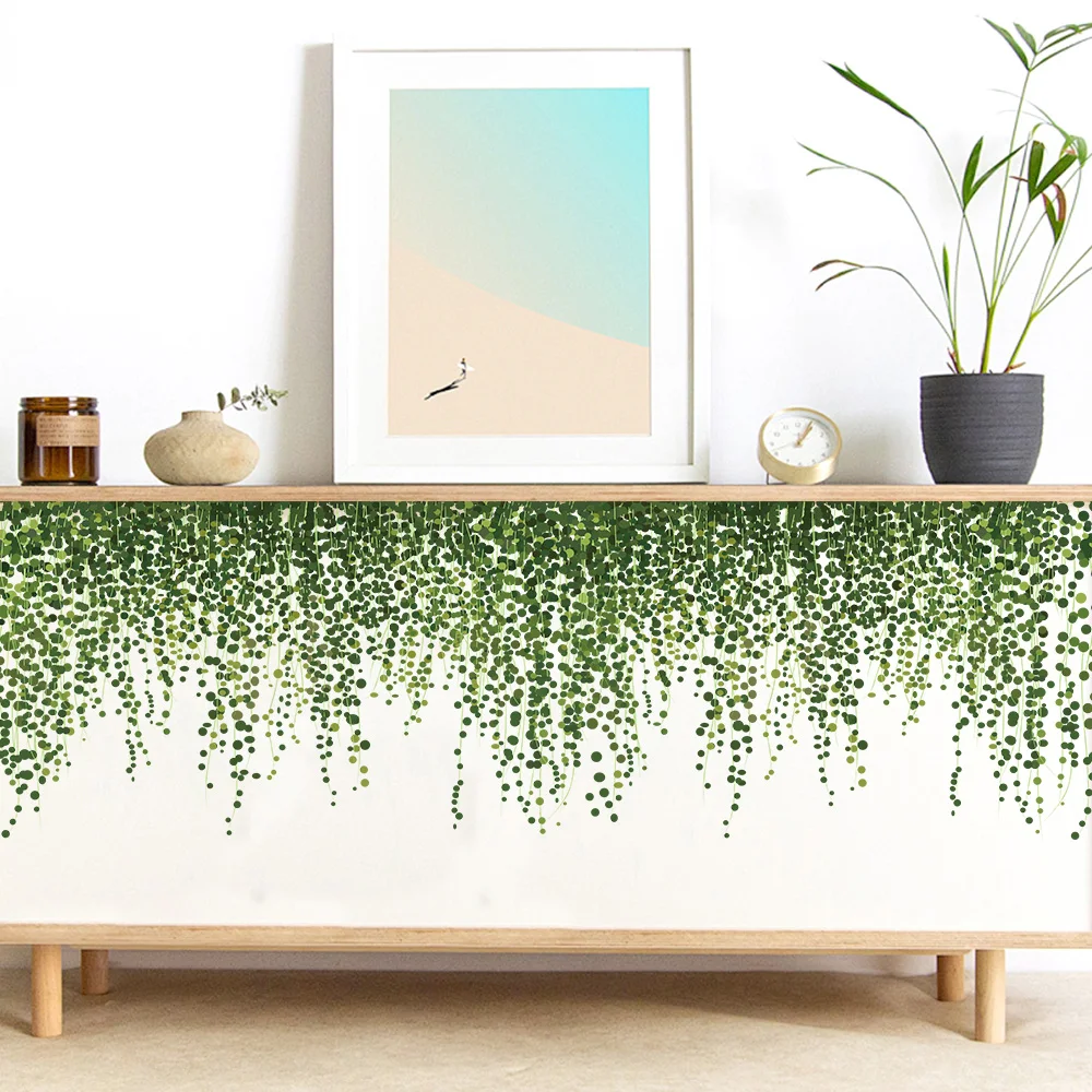 ملصقات حائط حبر الكروم الخضراء طبيعة لغرفة المعيشة غرفة نوم المنزل زهرة حائط الخلفية ديكور ملصق ذاتي اللصق خلفية #3