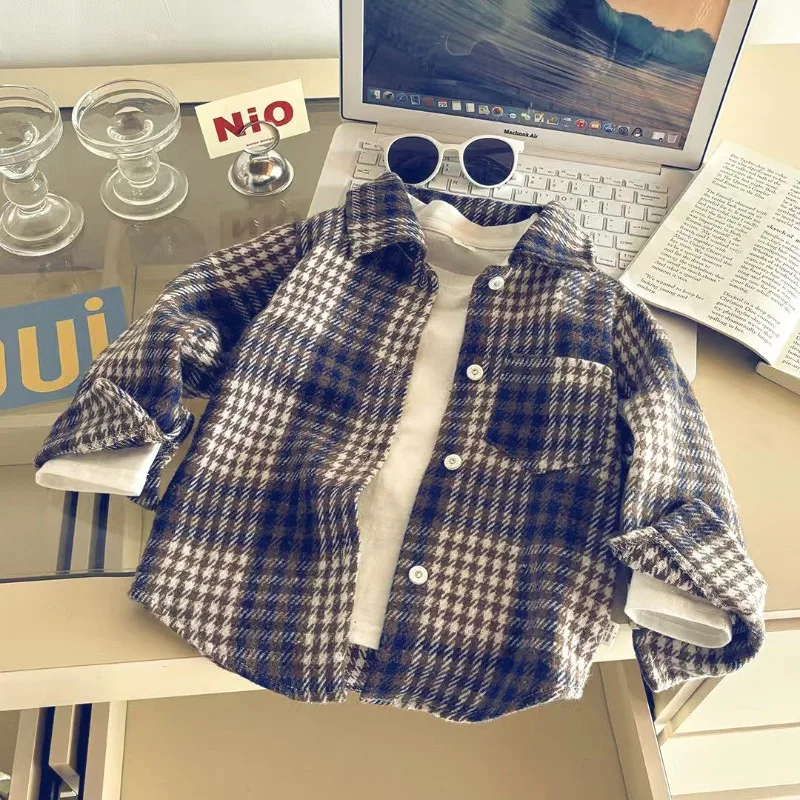 Kinder Jungen Hemd RAISE Herbst Kleinkind Baby Jungen Kariertes Langarm-Oberteil Retro Umlegekragen 2-10 Jahre Kinder Jungen T-Shirt Kleinkind Oberteil – Detail 2