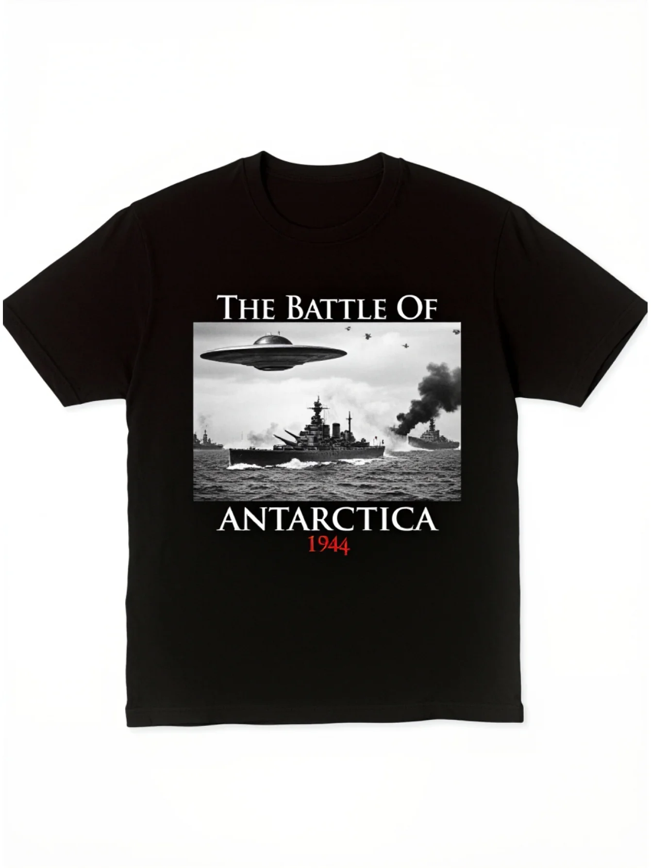 Men'S Vintage UFO Vril Byrd Operation High Jump T-Shirt Battle of Antarctica Graphic Tee Astronaut Men'S Short-Sleeve T-Shirt