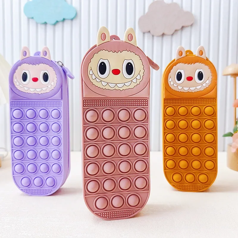 Stress Reducing Pencil Case Multifunctional Stationery Box, Creative Cartoon Pencil Case Cartoon Creative Silicone Pencil Case