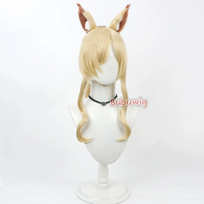 Bubuwig Kunsthaar ‌ Ogata Kanna Cosplay Perücken Blue Archive Ogata Kanna 60 cm lange gewellte blonde Pferdeschwanz-Cos-Perücken hitzebeständig