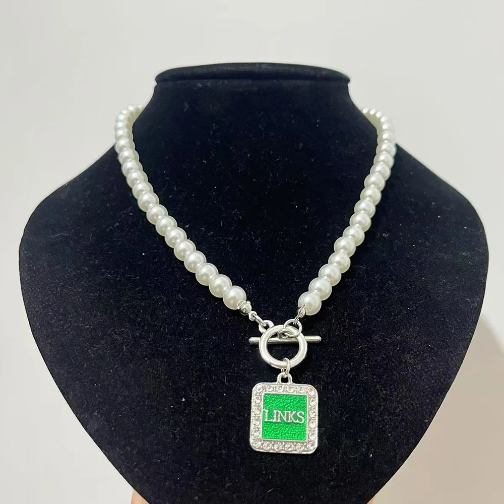 Directly Sale OT Buckle Choker 8MM Pearl Greek Soror Member Green 1946 Incorporated Links Necklaces