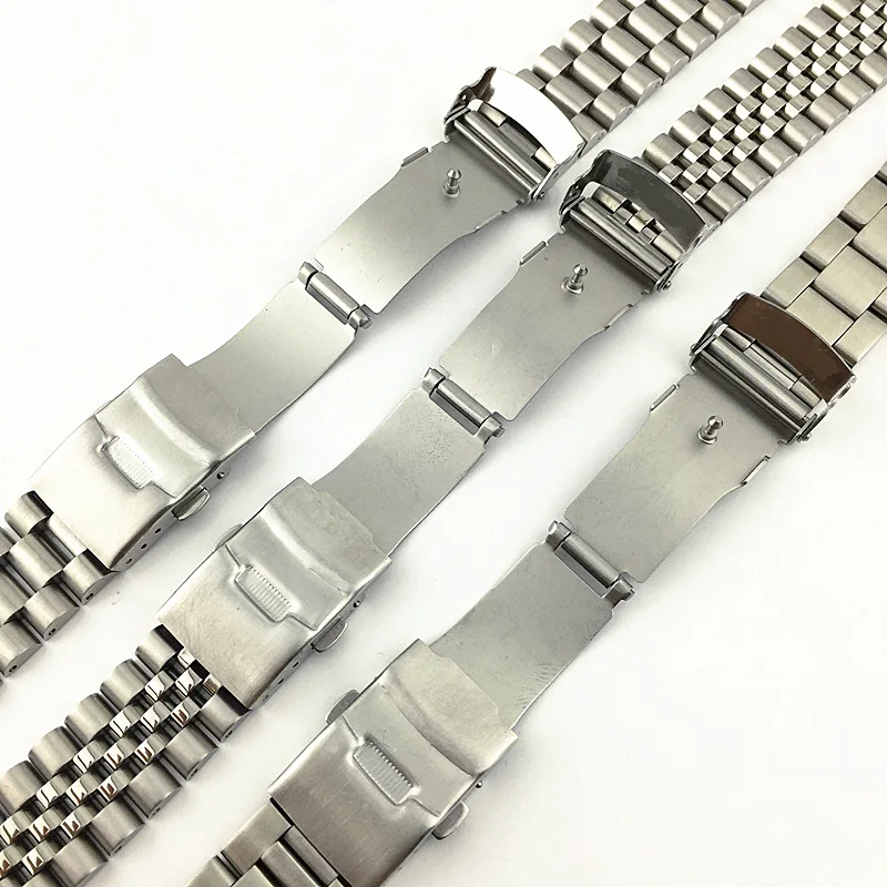 Replace steel bands for Seiko High-end Stainless Steel Folding Clasp 20mm 22mm SKX007 Curved end Watch Bracelet