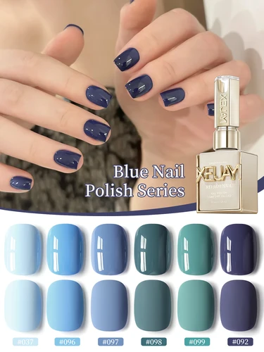 Imagen 2 del producto XEIJAYI 6 uds juego de esmaltes de uñas de Gel azul UV LED Gel de uñas en remojo, semipermanente, Gel de Arte de uñas de calidad de salón DIY para regalo de mujer