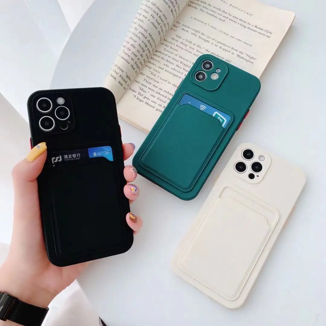 

Phone Case For iphone 11 12 13 pro max XR x xs max 7 8 plus se 2020 12 mini 14 15 Soft Silicone Wallet Card Holder cover new