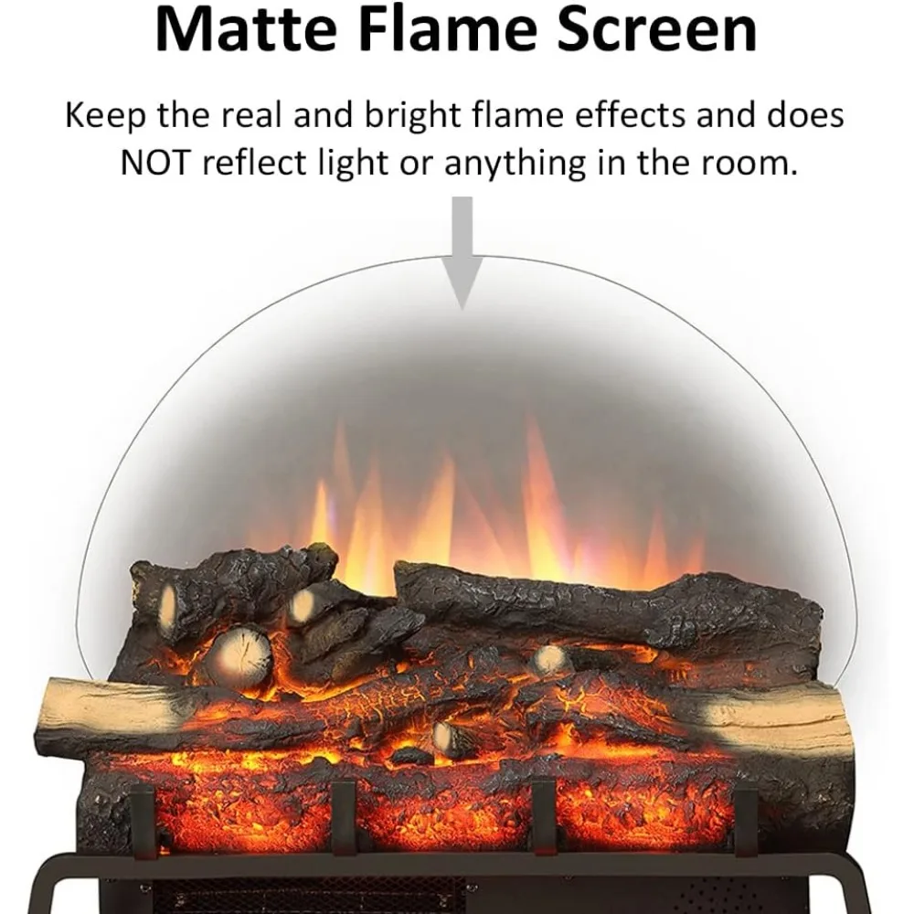 23" W Free Standing Electric Fireplace Log Set (EF290), Fireplace Insert, Heater 750W/1500W, Crackling Sound, Remote Control